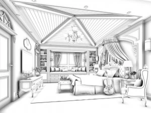 stylish bedroom complete 197 3D Model