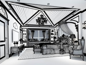 stylish bedroom complete 197 3D मॉडल