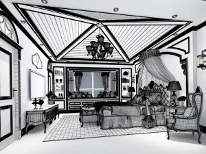 stylish bedroom complete 197 3D Model