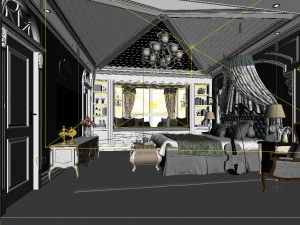 stylish bedroom complete 197 3D Model