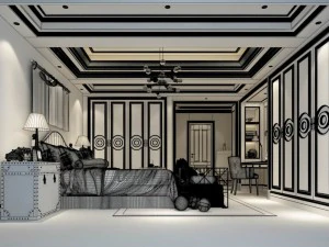 stylish bedroom complete 198 3D Model