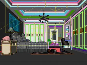 stylish bedroom complete 198 3D Model