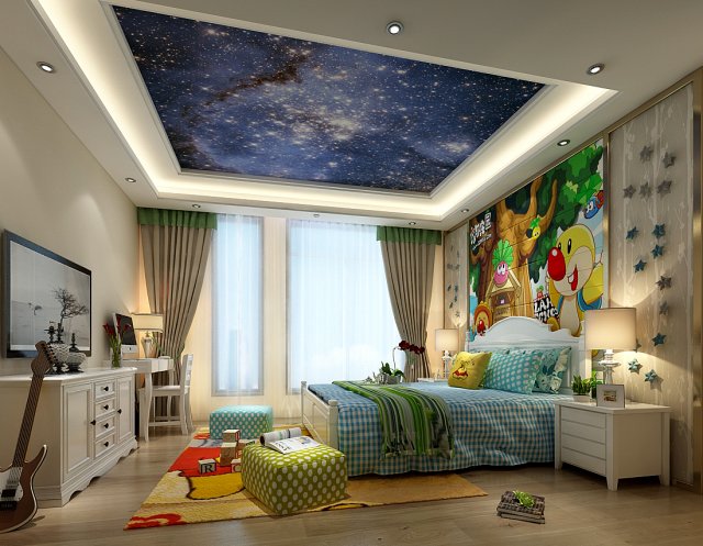 stylish bedroom complete 199 Model 3D .c4d .max .obj .3ds .fbx .stl .blend