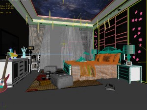 stylish bedroom complete 199 Model 3D