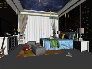 stylish bedroom complete 199 Model 3D