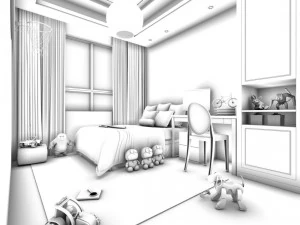 stylish bedroom complete 200 3D Model