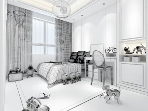 stylish bedroom complete 200 3D Model