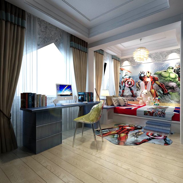 stylish bedroom complete 201 3D 模型 .c4d .max .obj .3ds .fbx .stl .blend