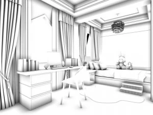 stylish bedroom complete 201 3D Model