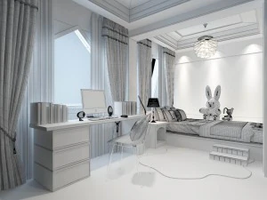 stylish bedroom complete 201 3D Model