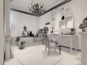 stylish bedroom complete 202 3D Model