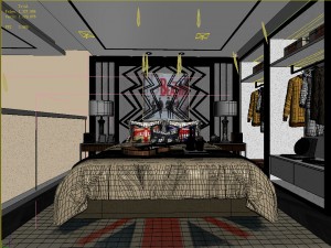 stylish bedroom complete 203 Modelo 3D