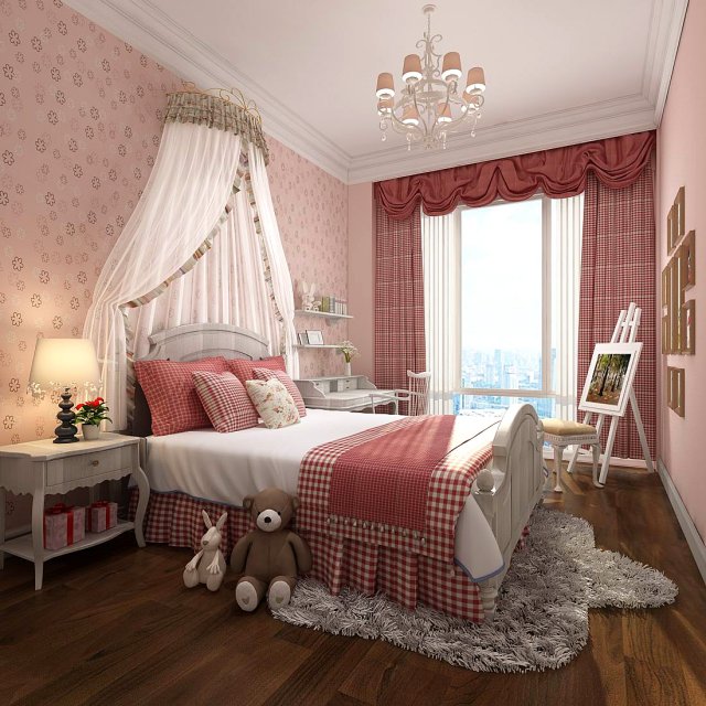 stylish bedroom complete 204 Modelo 3D .c4d .max .obj .3ds .fbx .stl .blend