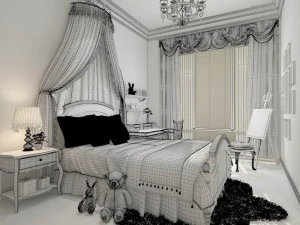 stylish bedroom complete 204 3D Model