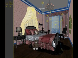 stylish bedroom complete 204 3D Model