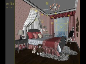 stylish bedroom complete 204 3D Model