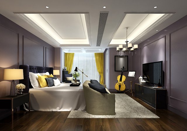 stylish bedroom complete 205 3D Модель .c4d .max .obj .3ds .fbx .stl .blend 