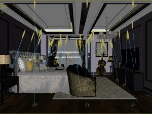 stylish bedroom complete 205 3D Model