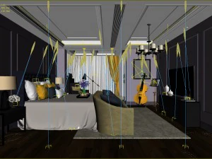 stylish bedroom complete 205 3D Model