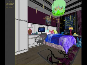 stylish bedroom complete 206 3D Model