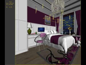 stylish bedroom complete 206 3D Model
