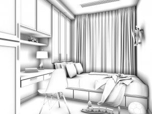 stylish bedroom complete 207 3D Modell