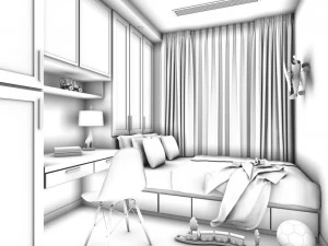 stylish bedroom complete 207 3D Model