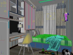 stylish bedroom complete 207 3D Model