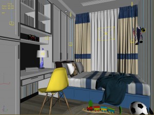 stylish bedroom complete 207 3D Modell