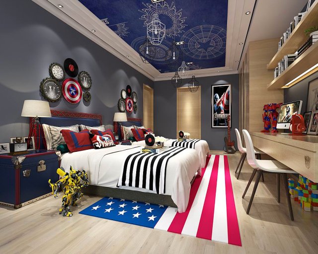stylish bedroom complete 208 Modello 3D .c4d .max .obj .3ds .fbx .stl .blend 