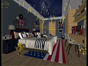 stylish bedroom complete 208 Modello 3D