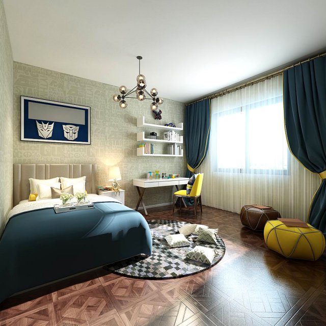 stylish bedroom complete 209 3D 模型 .c4d .max .obj .3ds .fbx .stl .blend 