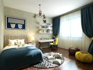 stylish bedroom complete 209 3D Model