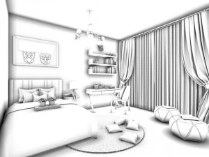 stylish bedroom complete 209 3D Model