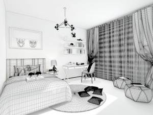 stylish bedroom complete 209 3D 模型