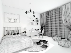 stylish bedroom complete 209 3D Model