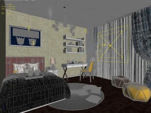 stylish bedroom complete 209 3D Model