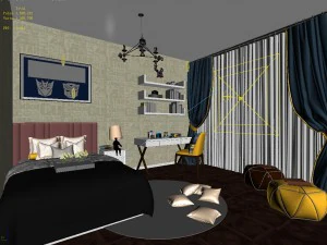 stylish bedroom complete 209 3D Model