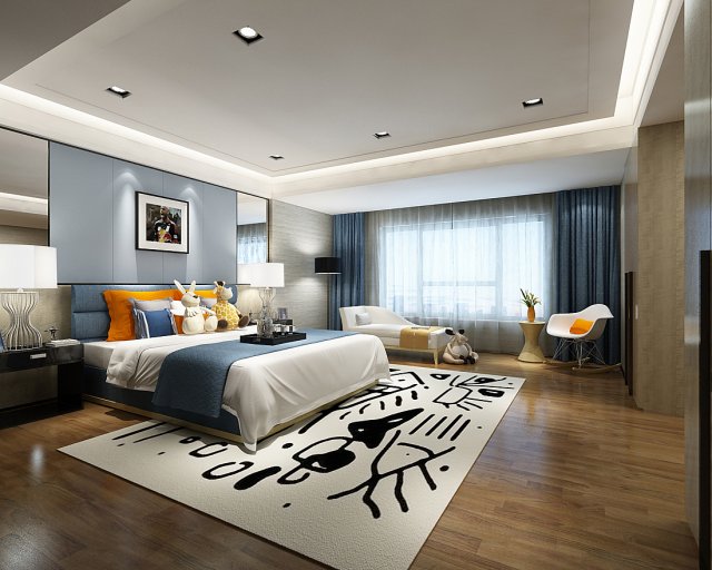 stylish bedroom complete 210 3D Model .c4d .max .obj .3ds .fbx .stl .blend 