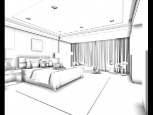 stylish bedroom complete 210 3D Model