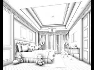 stylish bedroom complete 211 3D Model