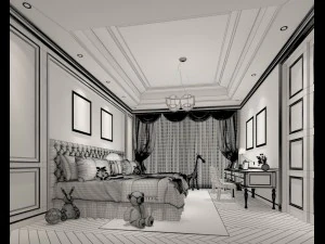 stylish bedroom complete 211 3D Model