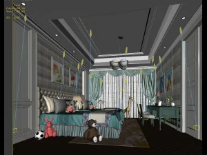 stylish bedroom complete 211 3D Model