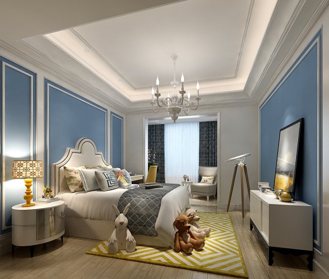 stylish bedroom complete 212 3D Modell .c4d .max .obj .3ds .fbx .stl .blend 