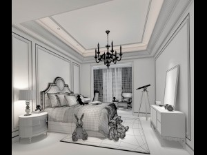 stylish bedroom complete 212 3D Modell