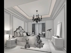 stylish bedroom complete 212 3D Model
