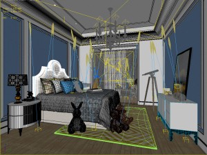 stylish bedroom complete 212 3D Modell