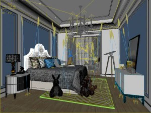 stylish bedroom complete 212 3D Model