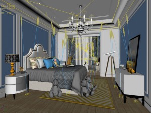 stylish bedroom complete 212 3D Modell