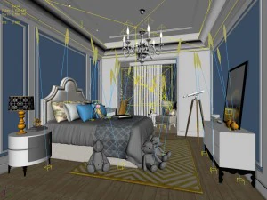 stylish bedroom complete 212 3D Model